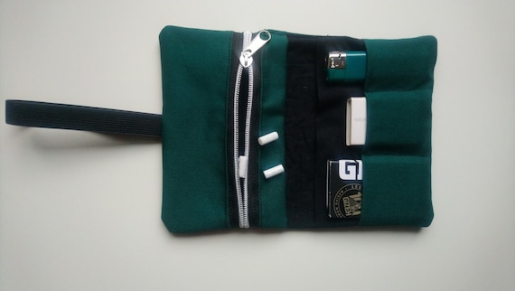 Tobacco Pouch Dark Green, Tobacco Pouch Green, Tobacco Pouch With Many  Compartments, Tobacco Pouch With Elastic Band, Tobacco Pouch Cotton Fabric 
