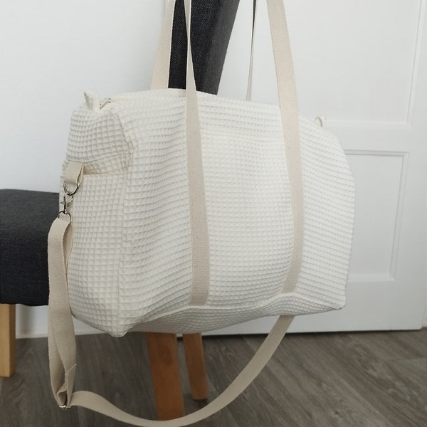 Wickeltasche Creme, kleine Reisetasche, Umhängetasche, Babytasche Creme, Wickeltasche boho, Babyorganizer creme, Weekender , Windeltasche