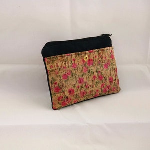 Portefeuille liège roses, petit portefeuille liège, portefeuille liège petit, portefeuille petit, petit portefeuille femme, sac liège petit