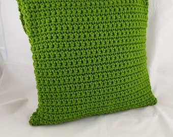 Taie d'oreiller au crochet vert 40 x 40 cm, taie d'oreiller avec boutons en bois, taie d'oreiller de Noël, taie d'oreiller verte, taie d'oreiller au crochet