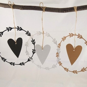 Decorazione per finestra a forma di cuore, quadro per finestra a forma di cuore, decorazione in stile rustico, quadro per finestra da appendere, varie misure, carta kraft, cuore