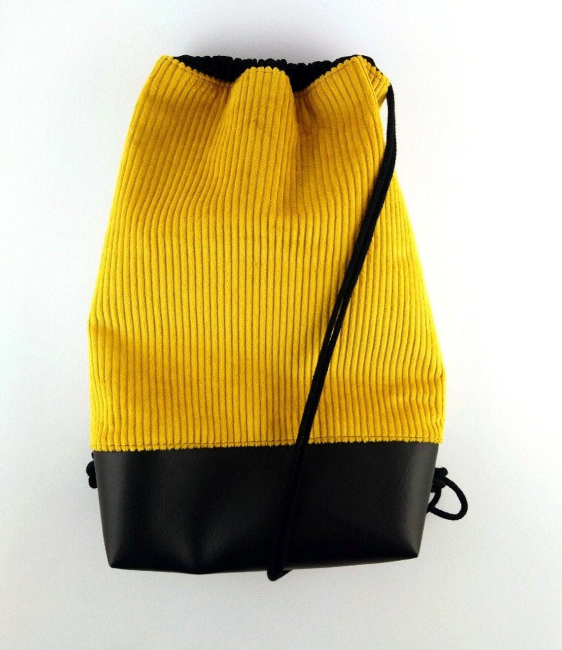 Gym bag backpack cord faux leather handmade lined Etsy