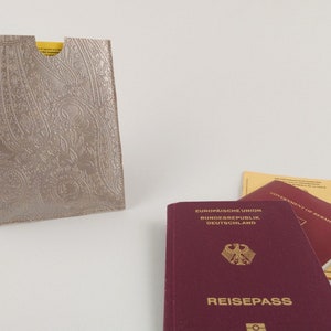 Protège pass vaccinal, simili cuir, or rose, fait main, protège passeport, étui