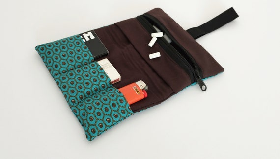 fabric tobacco pouch Tobacco Pouch Turquoise Brown, Tobacco Pouch With Many Compartments,  Rolling Pouch Turquoise, Self-sewn Tobacco Pouch, Tobacco Pouch Turquoise, Tobacco  Pouch