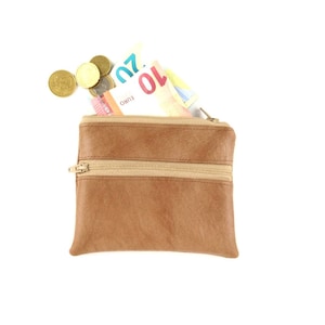 Cartera de piel sintética marrón claro, cartera pequeña, cartera de piel sintética, cartera marrón, cartera marrón, cartera pequeña marrón