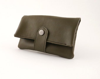 Small faux leather wallet - soft wallet for women & men, mini wallet with zipper, card slot and snap closure