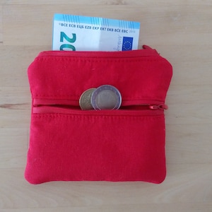 Geldbörse rot, Geldbörse aus Stoff, Geldbörse Stoff rot, Geldbörse Reißverschluss, Portemonnaie rot, Geldbörse knallrot