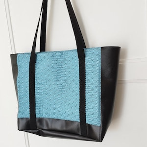 Schultertasche Muster XXL Tasche, Tasche Kunstleder, Stofftasche groß, Schultertasche hellblau XXL, Strandtasche XXL, Tragetasche