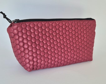 Toiletry bag wine red, cosmetic bag wine red, quilted cosmetic bag, toiletry bag red, cosmetic bag red, quilted toiletry bag