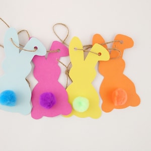 Guirnalda de conejitos de Pascua, decoración de Pascua en papel kraft, guirnalda de Pascua Conejito de Pascua, decoración de papel de Pascua, guirnalda de conejitos de colores, decoración de Pascua de colores, decoración de Pascua,