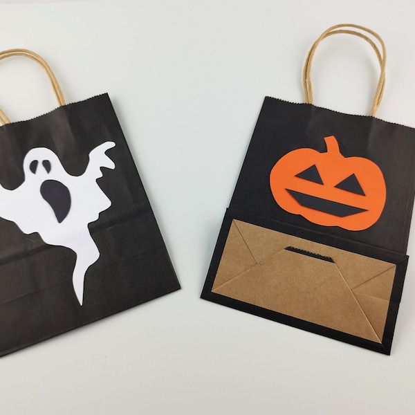 Sac en papier d'Halloween, sac d'Halloween, sac cadeau d'Halloween, sac pour enfants d'Halloween en papier, sac de citrouille fantôme, souvenir d'Halloween