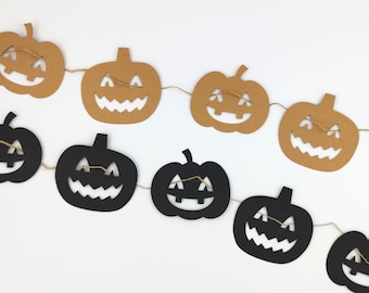 Halloween garland, Halloween garland, Halloween window decoration, pumpkin garland, kraft paper, scary pumpkin, Halloween decoration for children