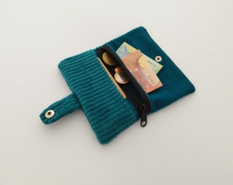 Wallet Cord Petrol, purse Cord, purse Cord Dark Petrol, Cord Bag, purse, money bag, small purse,