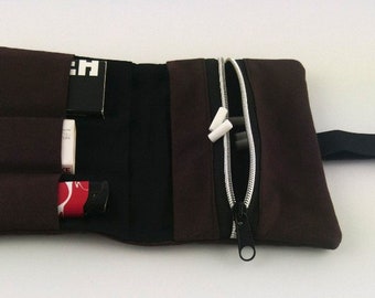 Tobacco bag personalized, tobacco bag dark brown, tobacco bag, tobacco pouch, tobacco bag self-sewn, tobacco bag