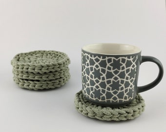 Posavasos de ganchillo, posavasos gruesos de ganchillo, posavasos de vidrio, tapetes de ganchillo, posavasos de tapete, tapetes redondos, decoraciones de mesa boho