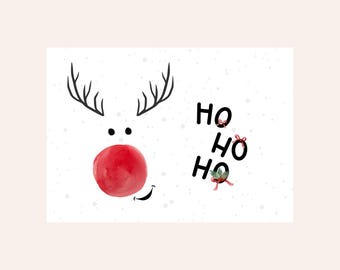 Christmas card set, Christmas postcard, Christmas greeting card, Christmas card, Christmas card moose, Christmas saying postcard