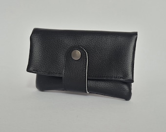 Wallet faux leather black, wallet imitation leather, small wallet faux leather, wallet faux leather black, wallet snap fastener