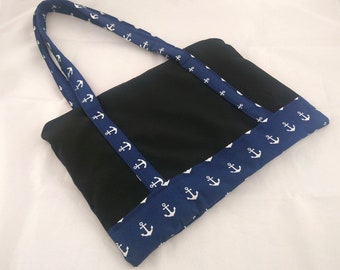 Shoulder bag, anchor, fabric bag, maritime, soft, lined, tote bag, shopper, summer bag
