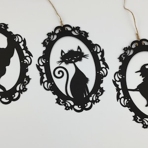 Decorazione per finestra Halloween, immagine per finestra di Halloween, decorazione per Halloween, decorazione per finestra in carta kraft autunnale, immagine della strega di Halloween, gatto di Halloween
