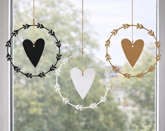 Fensterdeko Herz - Fensterbild Herz, Kraftpapier Dekoration, Landhausstil Deko, Herz zum Aufhängen, verschiedene Größen & Farben