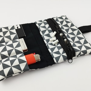 Borsa per tabacco triangoli, borsa per tabacco geometrica, borsa per tabacco triangoli, borsa per tabacco cucita da te, borsa per tabacco con molti scomparti