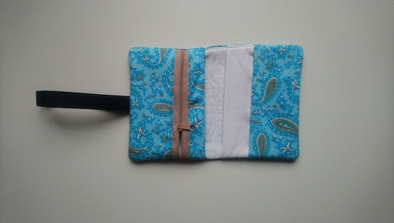 Tobacco pouch turquoise paisley, tobacco pouch, tobacco pouch elastic band,  tobacco pouch, tobacco pouch sewn by yourself, tobacco pouch light blue,