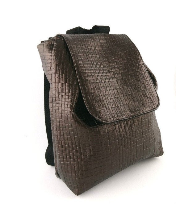Backpack Faux Leather Brown, Backpack Brown, Backpack Faux Leather