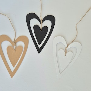 Decorazione per finestra, immagine per finestra, stile country, da appendere, varie dimensioni, carta kraft, fatta a mano, cuore, stile country