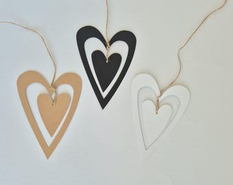 Fensterdeko Herz aus Kraftpapier - handgemachte Fensterdekoration zum Aufhängen im Landhausstil - verschiedene Größen und Farben