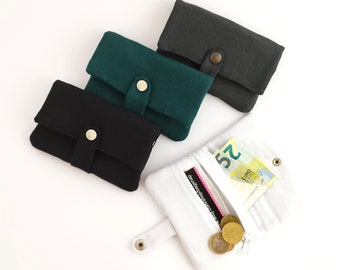 Small fabric wallet, wallet with snap fastener, small fabric wallet, self-sewn wallet, wallet with snap fastener, money bag