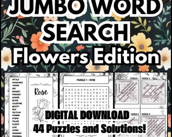 Flower Word Search Puzzle Book: Extra Large Print (Digital Download)