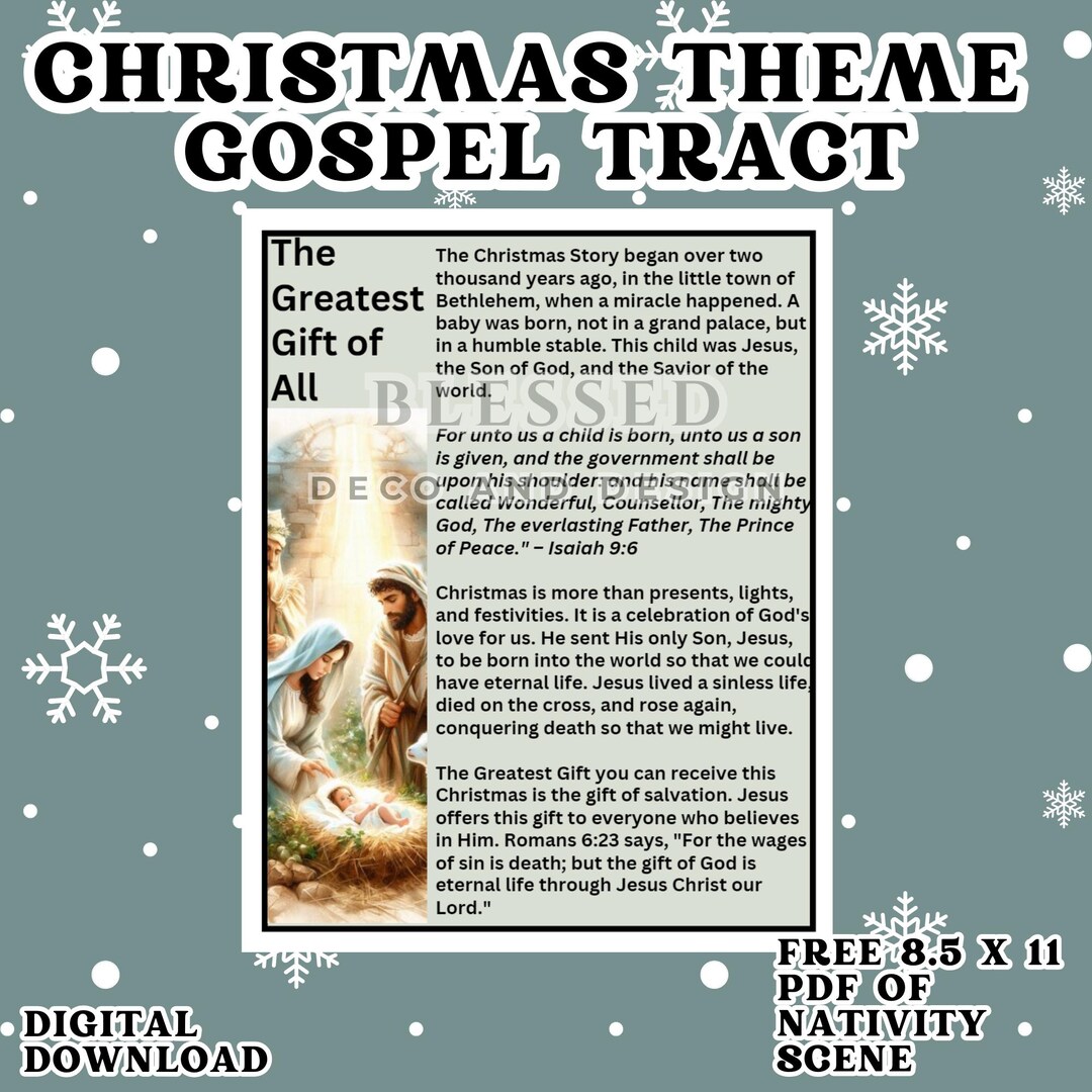 Christmas Theme Gospel Tract, Salvation Tract, Printable Gospel Tract ...