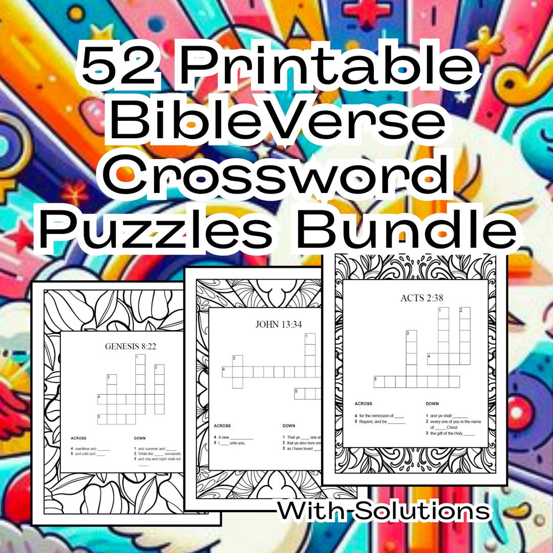 52 Printable Bible Verse Crossword Puzzles Sunday School Activity Pages 52 Printable Bible Verse Crossword Puzzles Sunday School Activity Pages