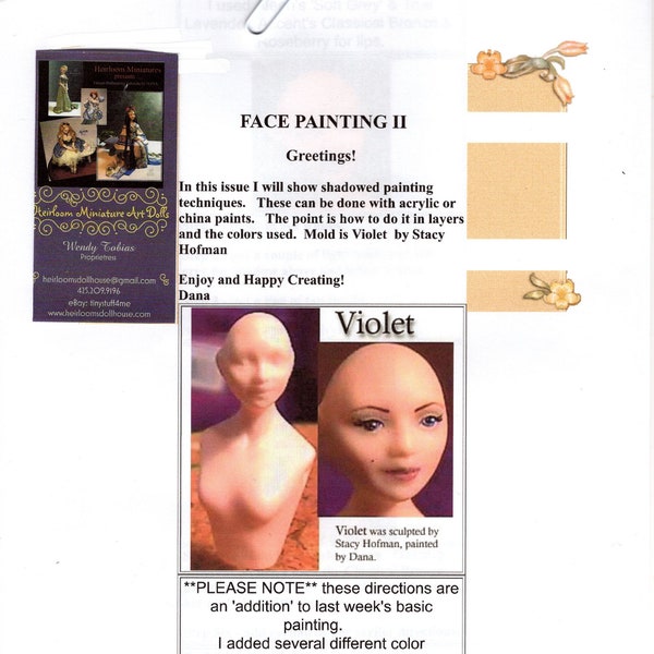 1:12 Mini Doll Dressing Made Easy Miniature Face Painting 1 & 2 Tutorial By Dana Burton -Miniature Doll Art