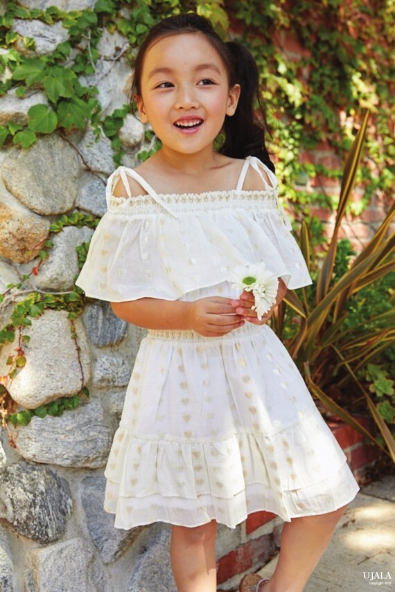 white and gold off the shoulder dress Ladivine CD682 Off-Shoulder Metallic Print, Sequined Corset Ballgown Pink / 14 main image 0