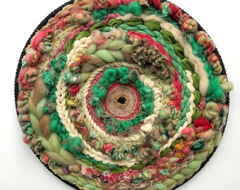 Mossy Garden- 14” Handwoven Art Yarn Circular Weaving/ Wall Hanging/ Tapestry/ Wall Art/ Wall Dècor/ Fiber Art/ Boho Dècor/ Boho Style
