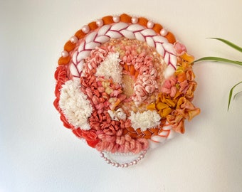 Autumn Wishes- 10” Beaded Handwoven Round Weaving, Wall Hanging, Wall Art, Tapestry, Fiber Art, Nursery, Art, Wall Decor, Gift, Present
