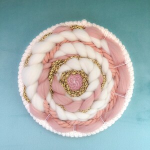 Pinky Sparkle 5 Circular Weaving/ Tapestry/ Wall Art/ Wall Dècor/ Wall Hanging/ Fiber Art/ Boho Dècor/ Boho Style/ Nursery Dècor image 3