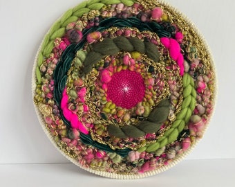 Miss Havisham- 10” Round Weaving/ Wall Hanging/ Tapestry/ Wall Art/ Mother’s Day Gift/ Wall Dècor/ Fiber Art