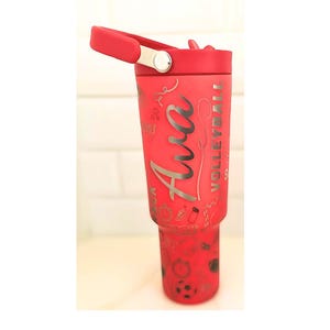 Vaso multideportivo personalizado de 40 oz: Número grabado personalizado para voleibol, fútbol, atletismo y sóftbol
