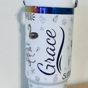 Vaso de verano iridiscente personalizado: regalo grabado personalizado de 20 oz para niñas y preadolescentes