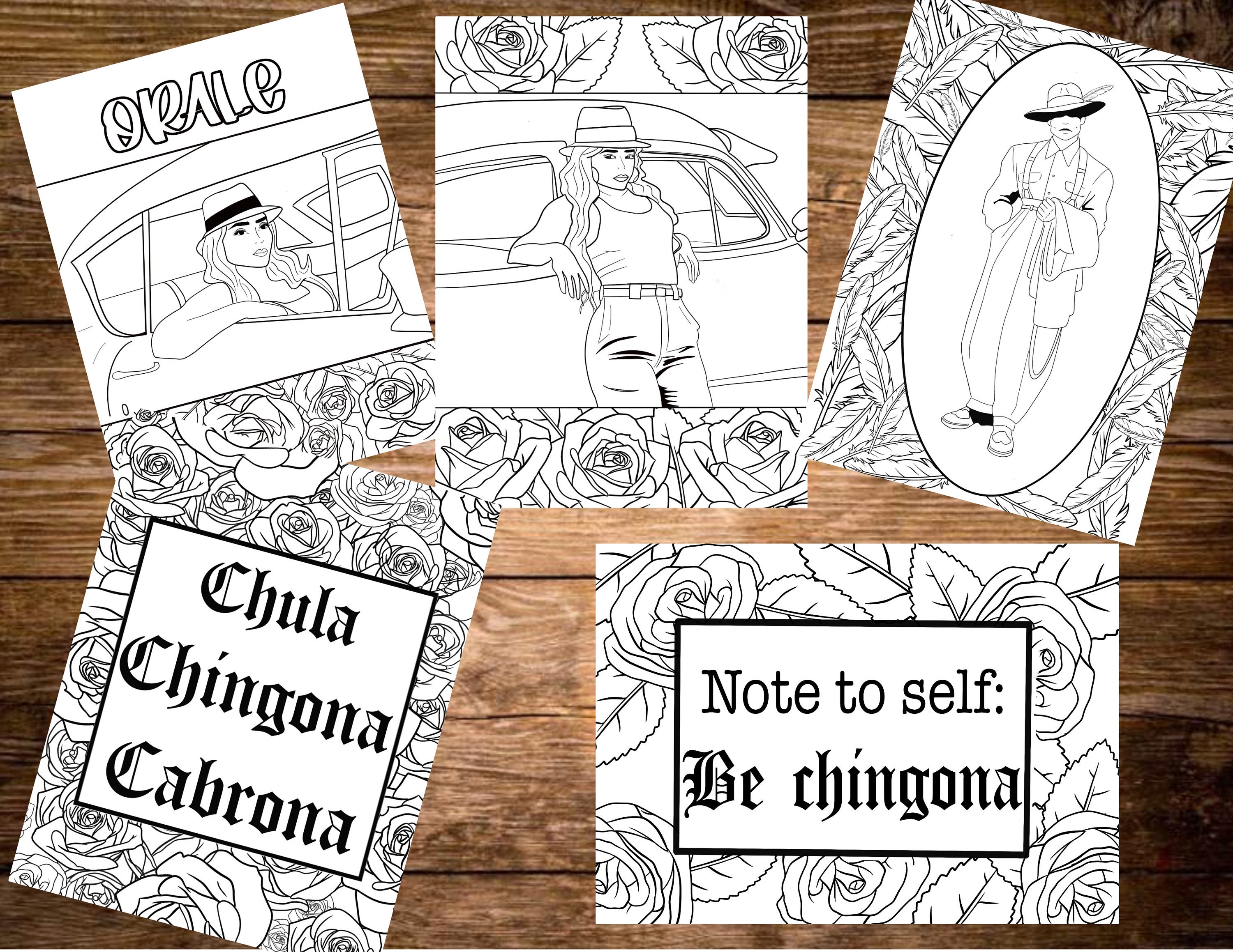Chingona Coloring Pages, Chola, Mexican, Color, Art, Digital (Instant