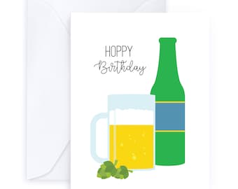 Hoppy Geburtstag Bier | Punny handgemachte süße lustige romantische Liebe Grußkarte Geburtstag Gratulationen Freundschaft sarkastischen Hop Freund Papa