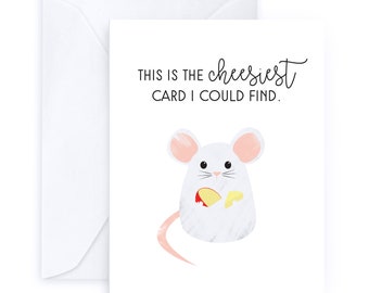 This is the Cheesiest Card I Could Find | Punny Handmade Cute Congratulations Friendship Greeting Card Birthday Funny Animal Cheese Romantic