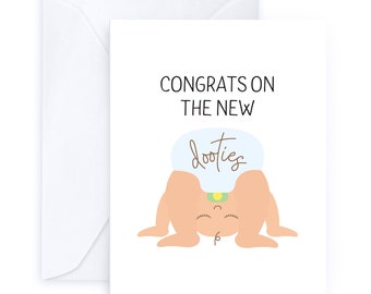 Congrats on the New Dooties | Punny Handmade Cute Congratulations Friendship Greeting Card Birthday Funny Baby Shower Thinking of You