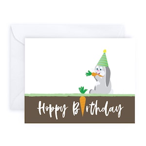 Lapin d'anniversaire joyeux | Punny fait à la main mignon drôle romantique amour carte de voeux anniversaire félicitations amitié sarcastique Animal lapin