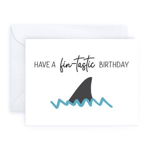 Passez un anniversaire Fin-Tastic | Carte de voeux d'amitié d'anniversaire mignonne faite main de petit garçon sarcastique drôle d'animal pensant à vous célébration