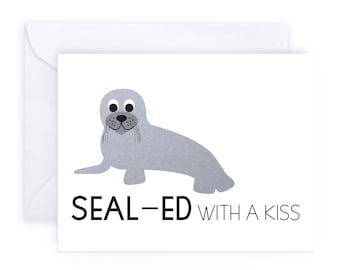 キスで封印 | ダジャレ満載の手作りかわいいロマンチックグリーティングカード誕生日面白い動物バレンタイン友情彼氏愛皮肉