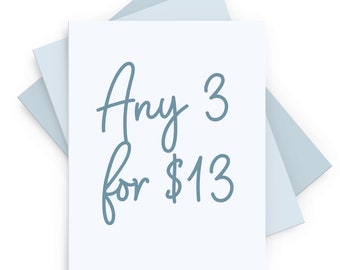 3枚のカードからお選びください | 洒落た手作りのかわいいお祝いの友情グリーティングカードセット 面白いボーイフレンド皮肉なロマンチック愛食べ物動物