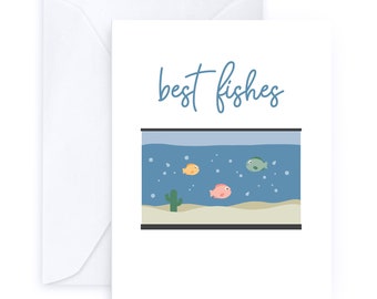 Best Fishes | Punny Handmade Cute Congratulations Friendship Greeting Card Birthday Funny Animal Romantic Thinking of You